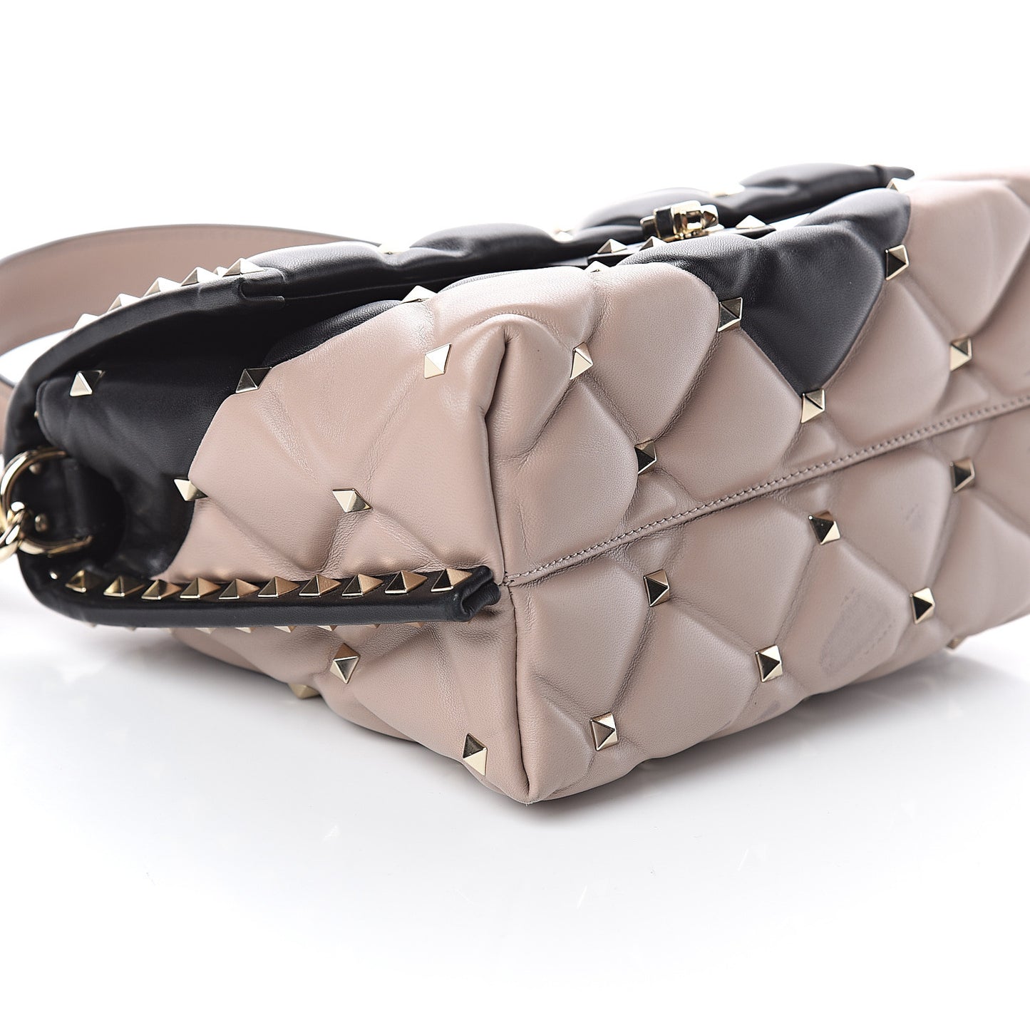 Nappa Medium Candystud Top Handle Bag Black Poudre