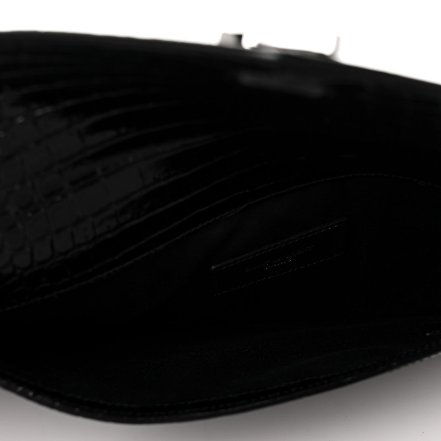 Calfskin Crocodile Embossed Uptown Monogram Pouch Black