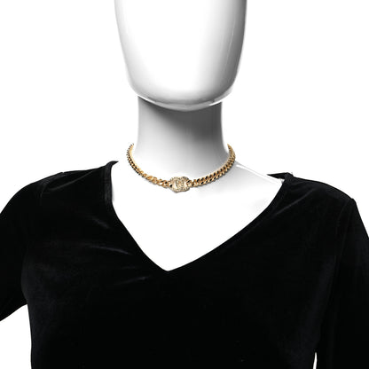 Chanel Crystal Chain Link CC Choker Necklace Gold 2 of 5