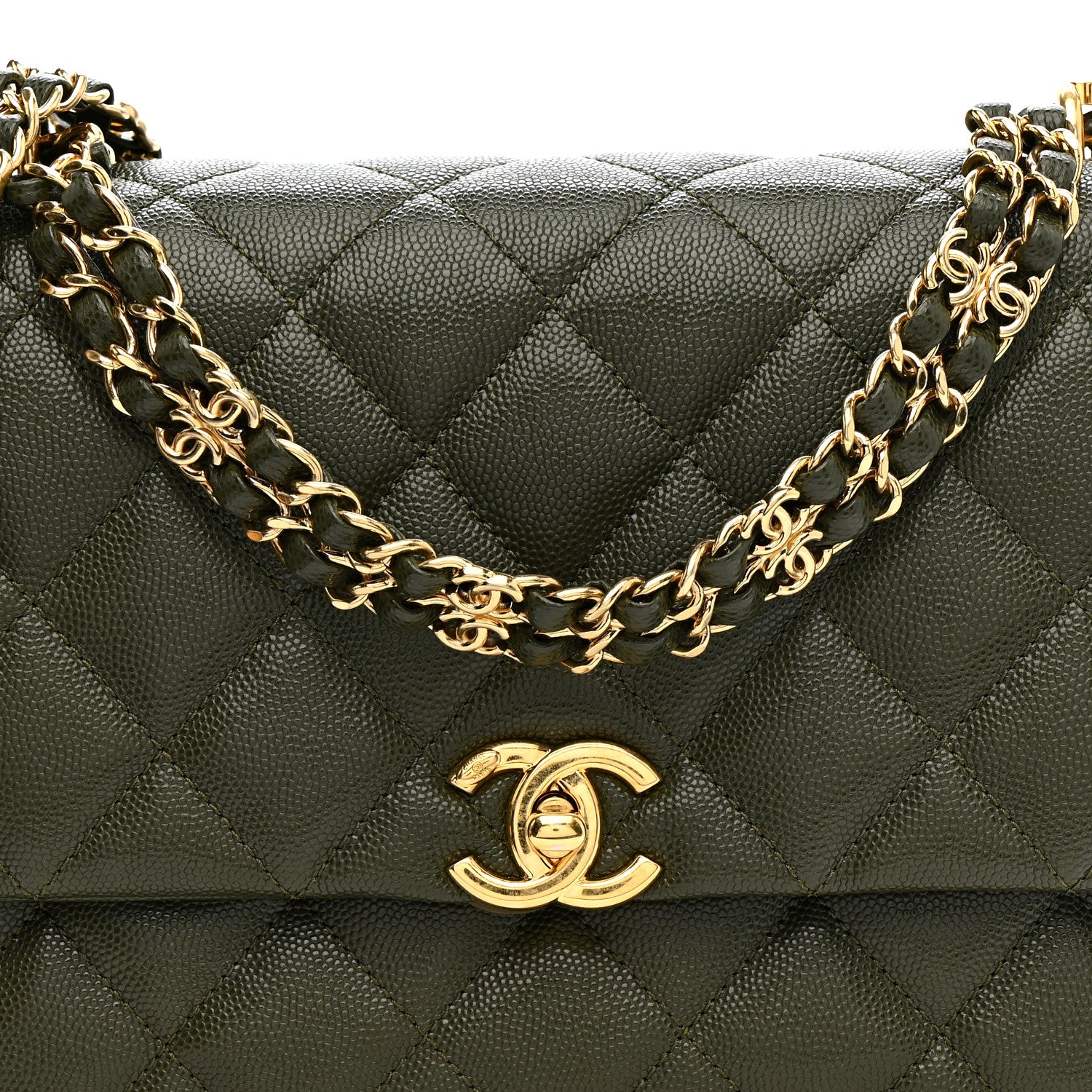 Chanel Caviar Quilted Mini Coco First Flap Khaki 8 of 12
