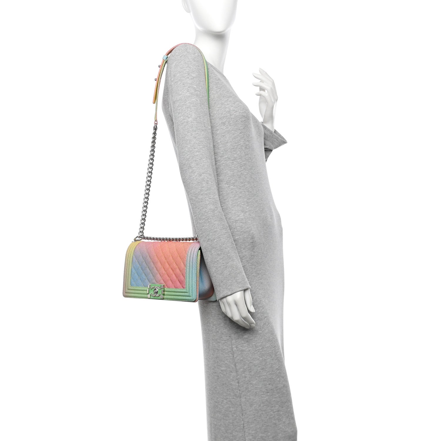 Chanel Caviar Quilted Medium Cuba Rainbow Boy Flap Multicolor 2 of 10