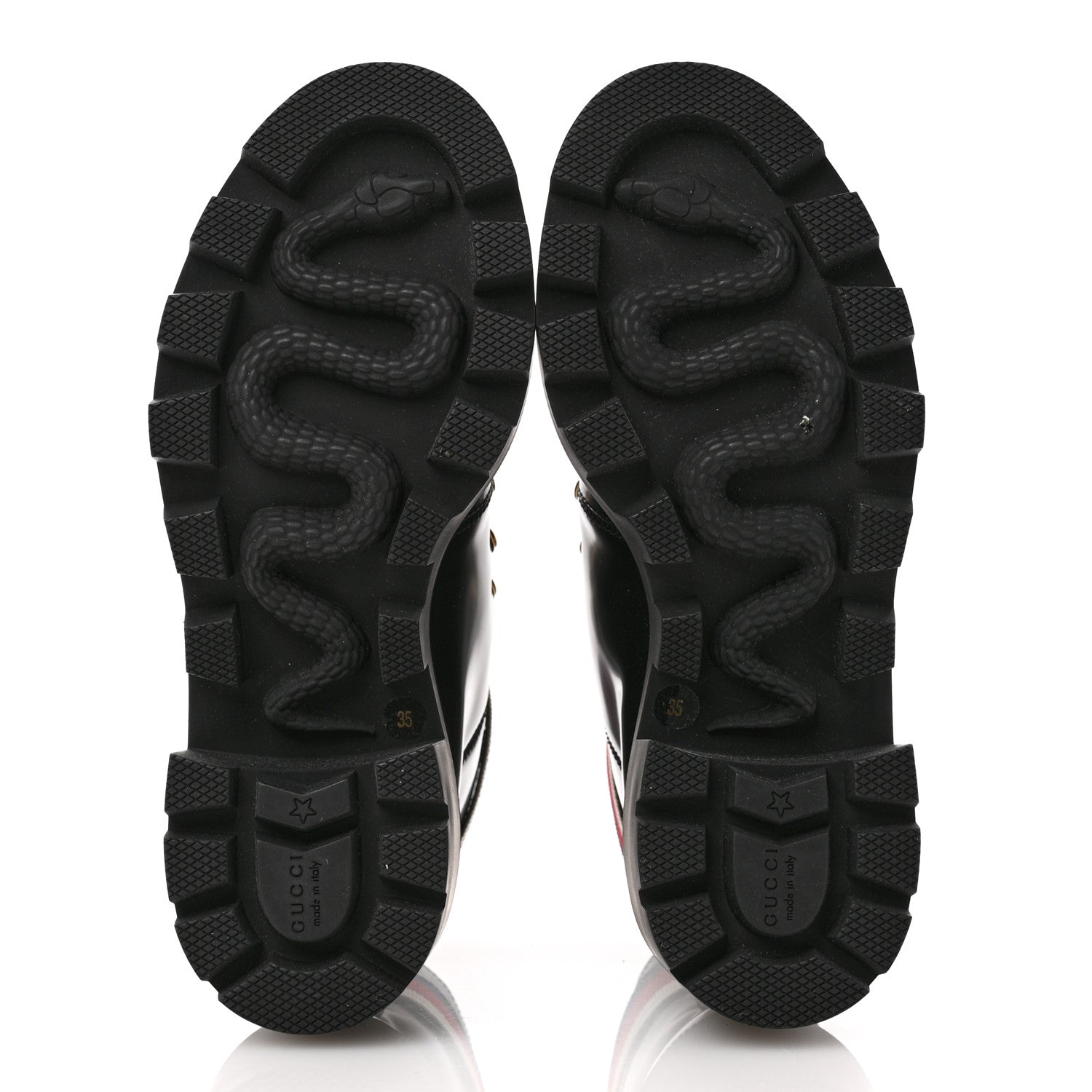 Gucci Calfskin Sylvie Web Womens Lace Up Combat Boots 35 Black 6 of 10