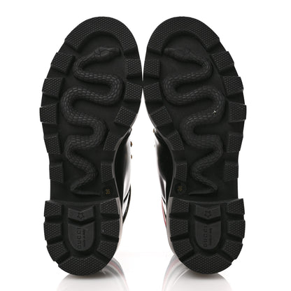 Gucci Calfskin Sylvie Web Womens Lace Up Combat Boots 35 Black 6 of 10