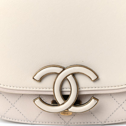 Chanel Shiny Calfskin Goatskin Quilted Small Coco Curve Messenger Flap White 10 of 10