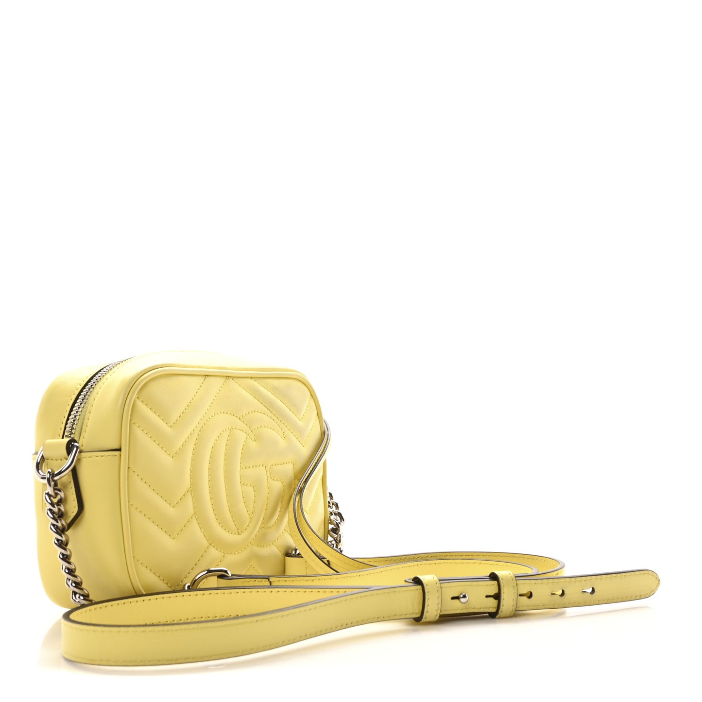 Calfskin Matelasse Mini GG Marmont Chain Shoulder Bag Banana
