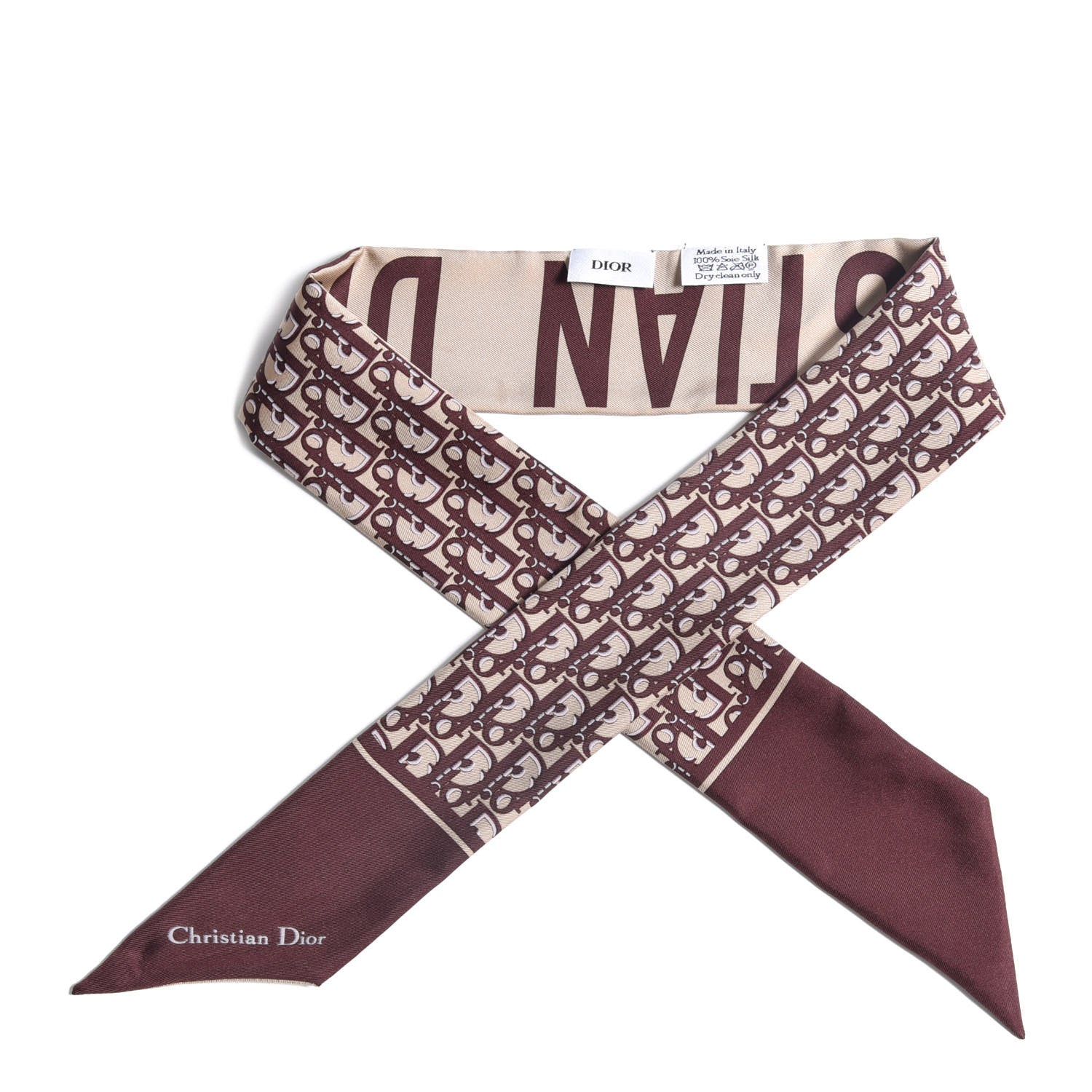 Christian Dior Silk Oblique Mitzah Scarf Bordeaux 1 of 5