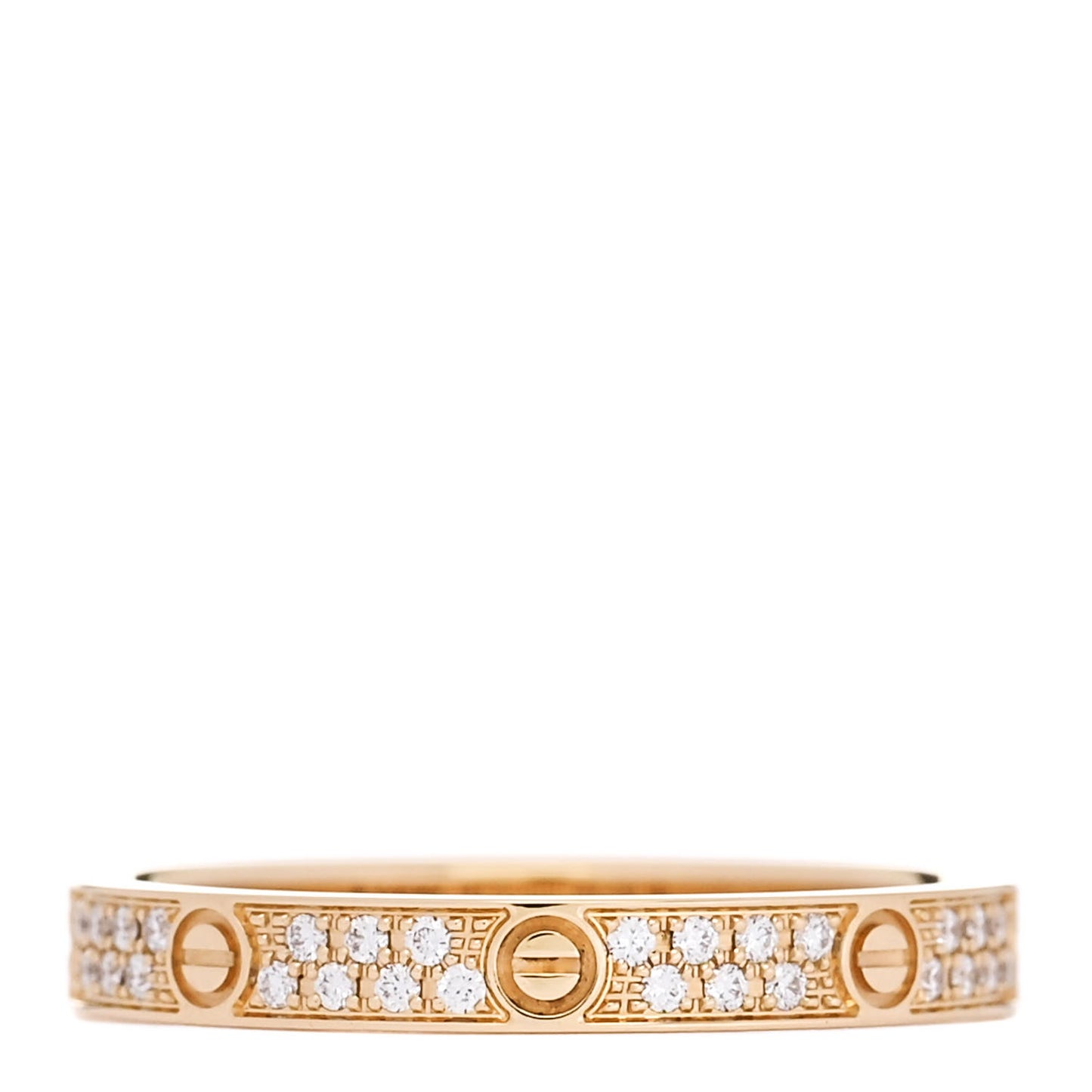 18K Yellow Gold Diamond 2.6mm LOVE Paved Band Ring 50 5.25