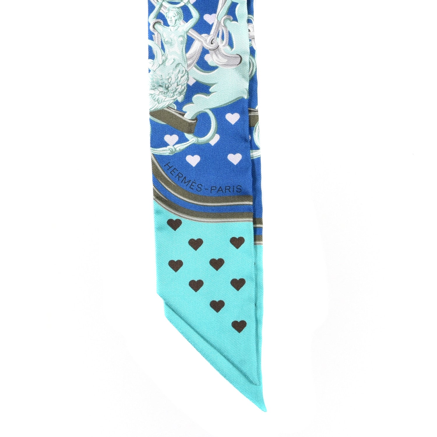 Hermes Silk Brides De Gala Love Twilly Cobalt Kaki Turquoise 2 of 3
