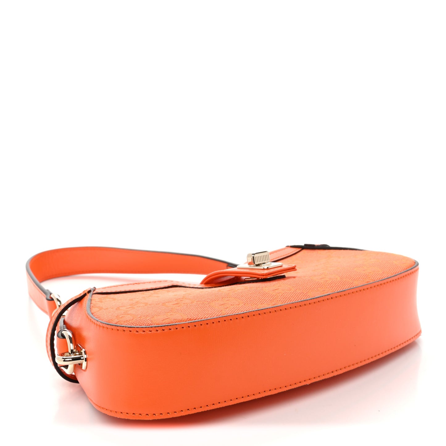 Calfskin Monogram Mini Moon Side Shoulder Bag Orange