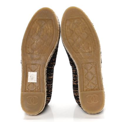 Chanel Metallic Tweed Grosgrain CC Espadrilles 39 Black Gold 13 of 15