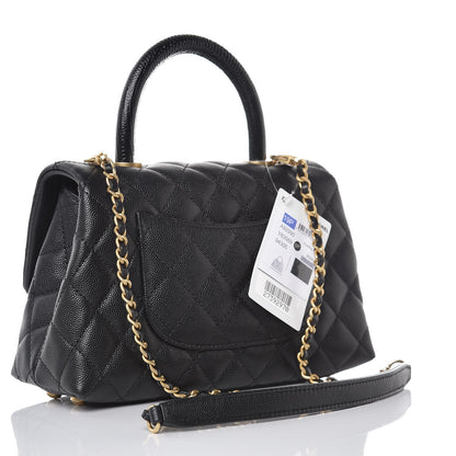 Chanel Caviar Lizard Quilted Mini Coco Handle Flap Black 3 of 10