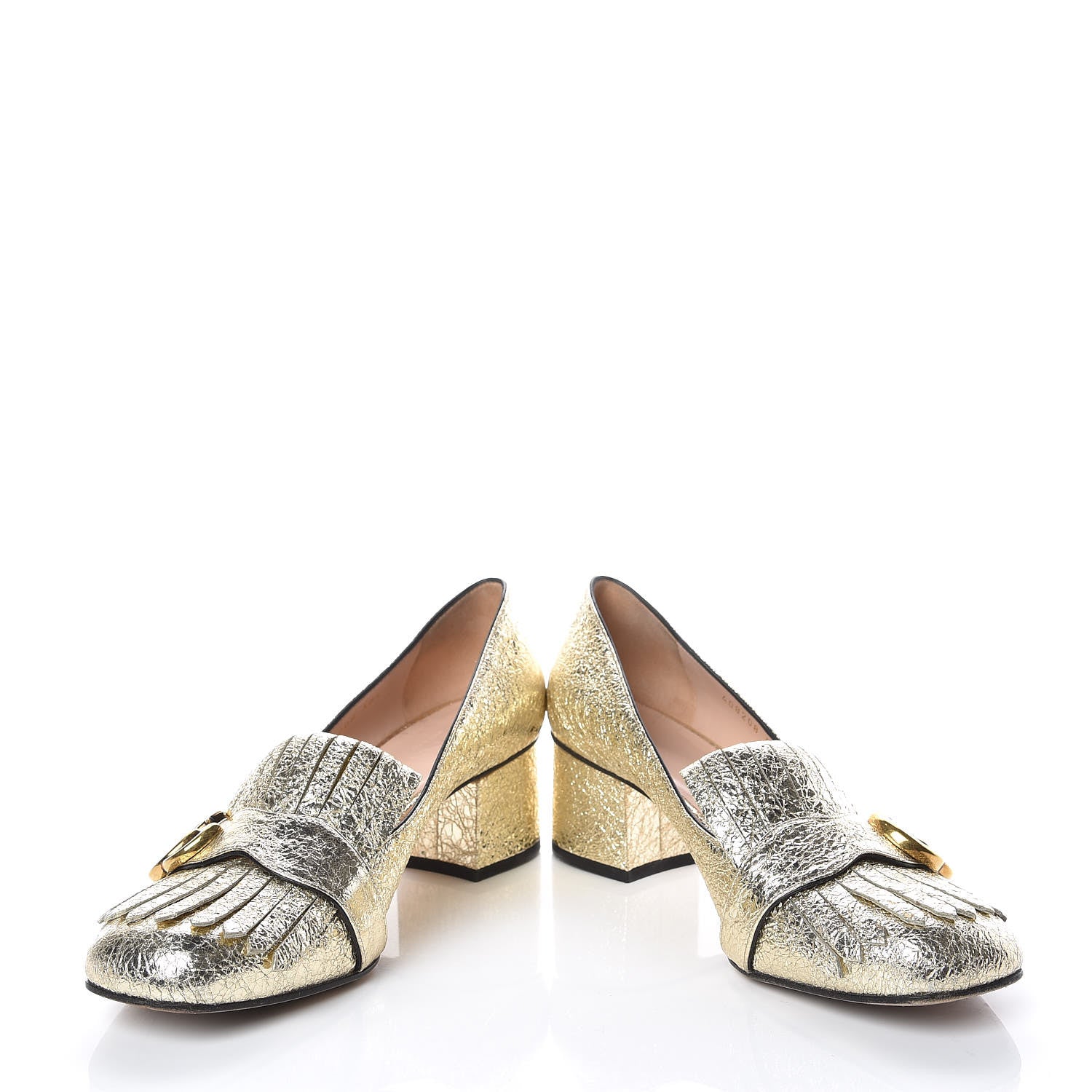 Gucci Galassia GG Marmont Fringe 50mm Loafer Pumps 38.5 Platino 5 of 12