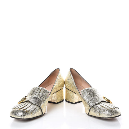 Gucci Galassia GG Marmont Fringe 50mm Loafer Pumps 38.5 Platino 5 of 12