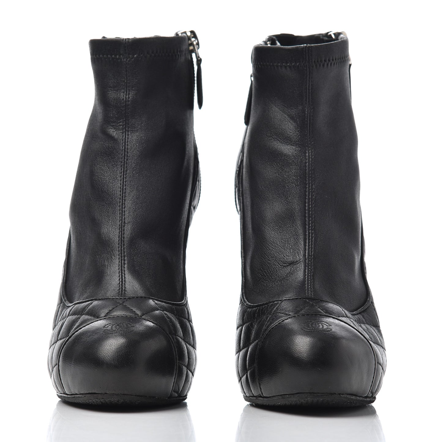 Lambskin Quilted CC Booties 37 Black