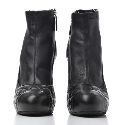Chanel Lambskin Quilted CC Booties 37 Black 2 of 17