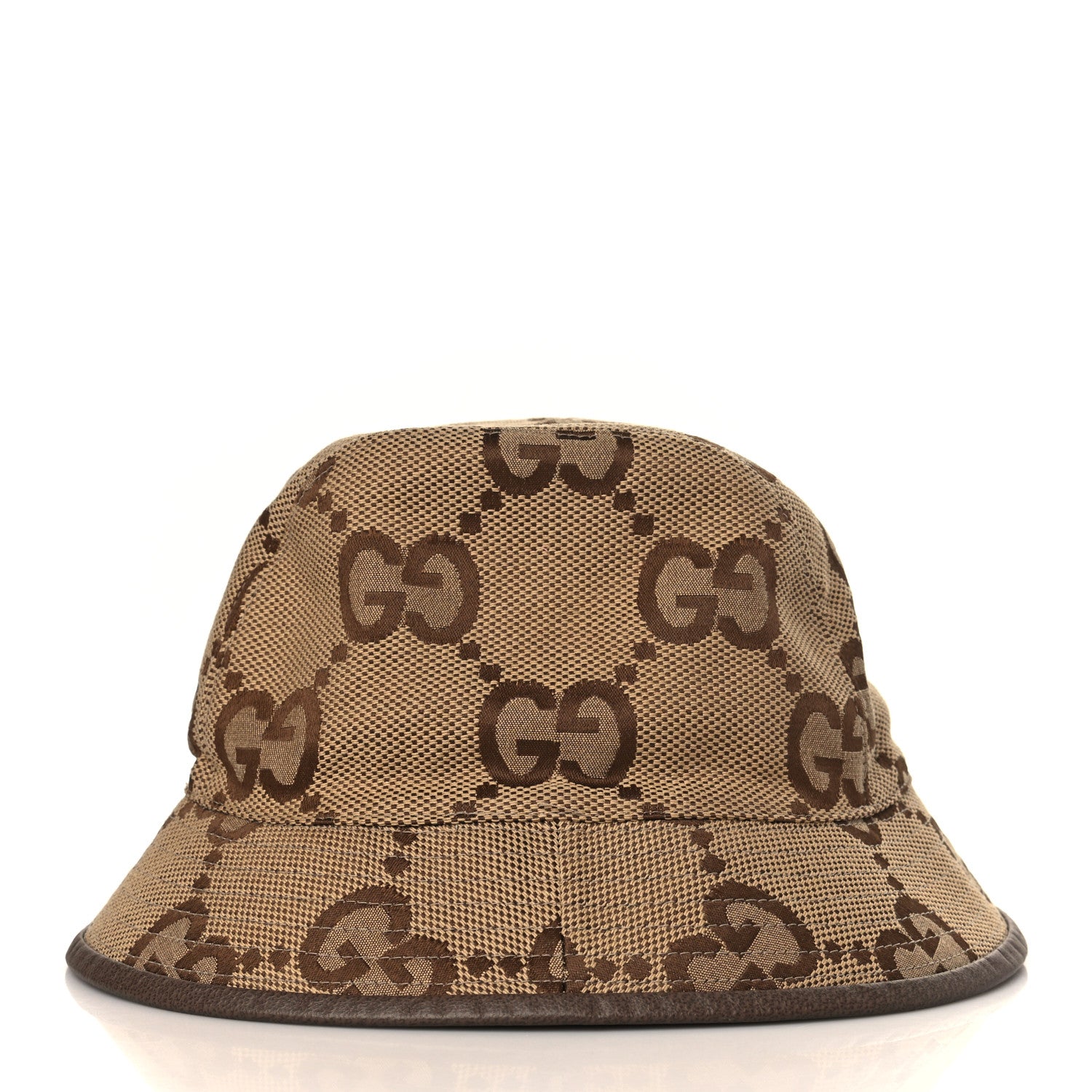 Gucci Monogram Jumbo GG Bucket Hat M Camel Ebony New Acero 4 of 10