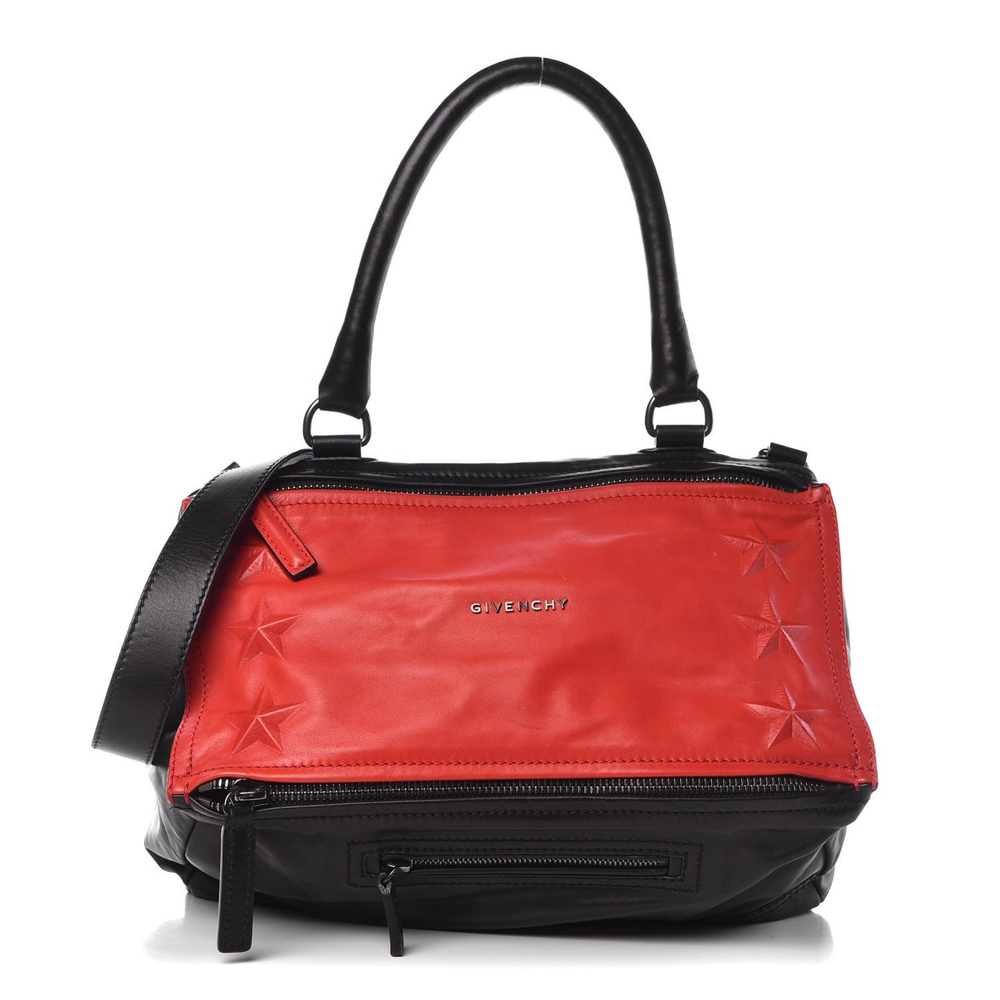 Calfskin Star Embossed Medium Pandora Black Red