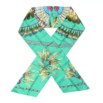 Hermes Silk Brazil Maxi Twilly Menthol Kaki Fuchsia 1 of 3