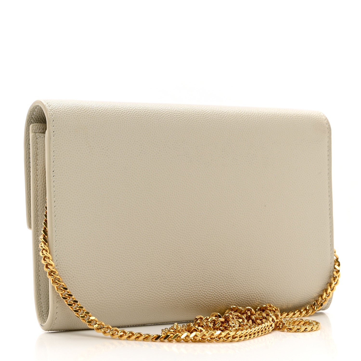 Saint Laurent Grain De Poudre Monogram Uptown Chain Wallet Crema Soft 4 of 8