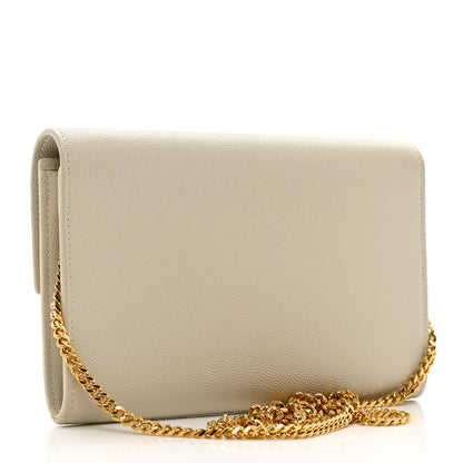 Saint Laurent Grain De Poudre Monogram Uptown Chain Wallet Crema Soft 4 of 8