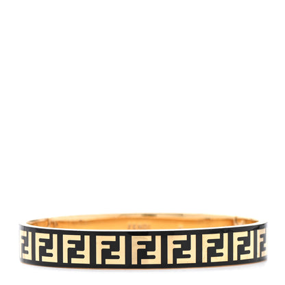 Fendi Brass Enamel FF Bracelet S Gold Black 1 of 4