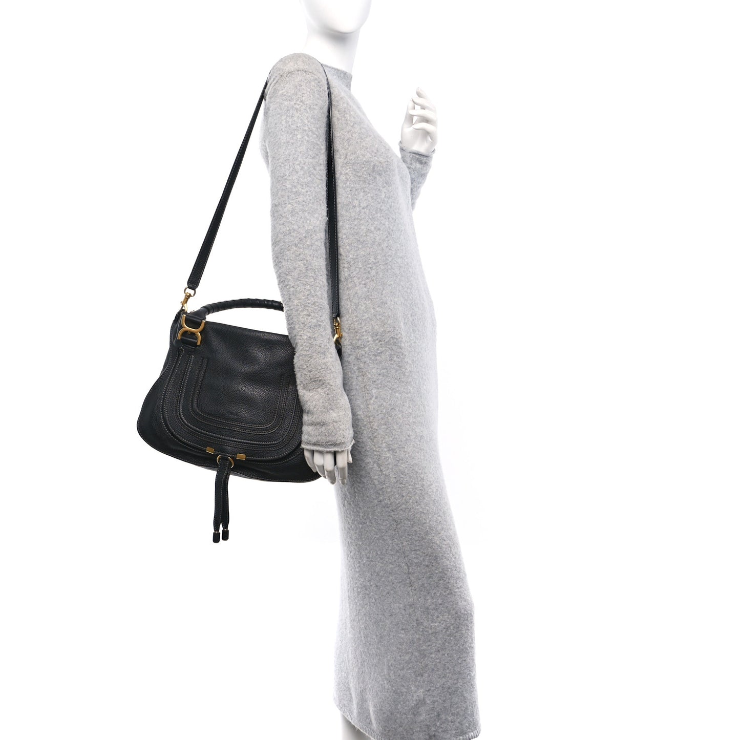 Calfskin Medium Marcie Satchel Black