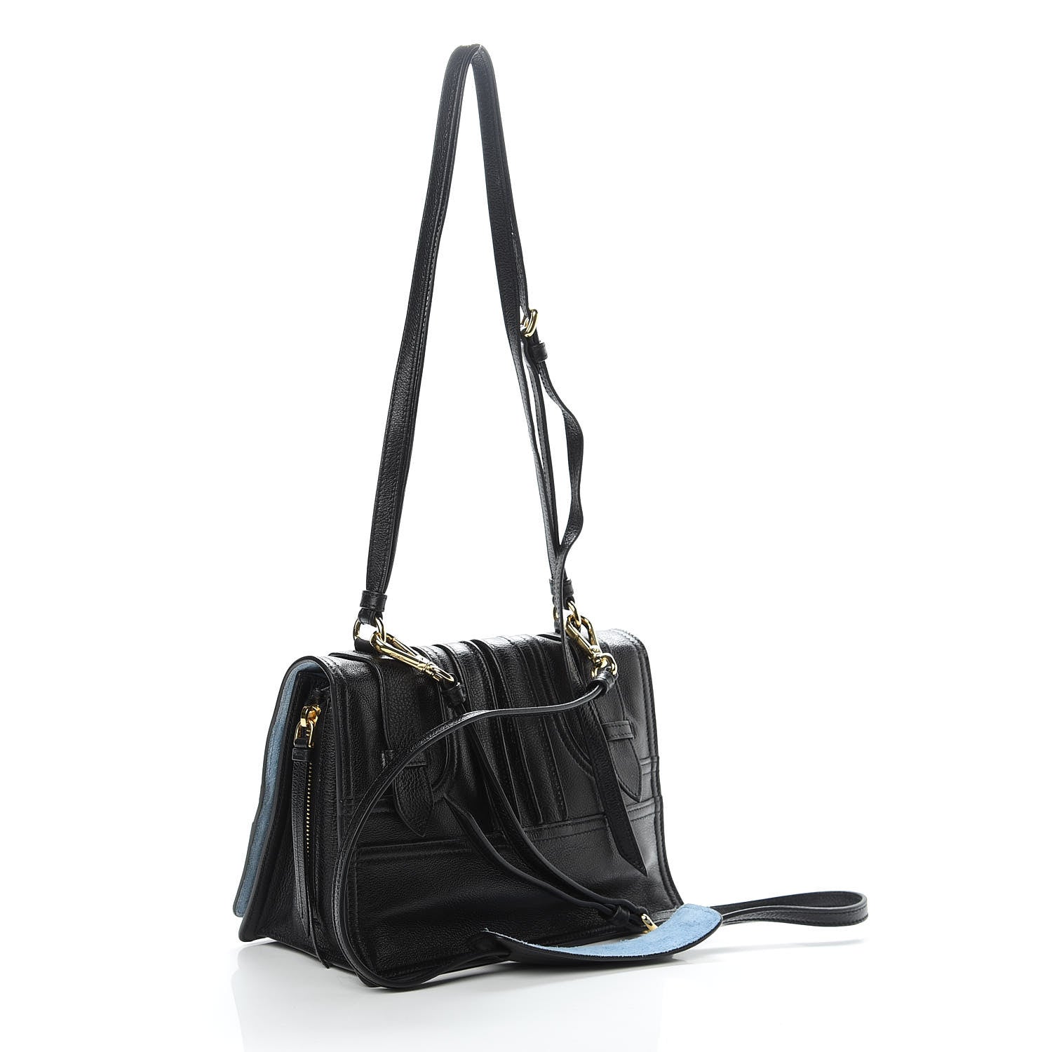 Prada Glace Calfskin Etiquette Flap Shoulder Bag Black 4 of 14