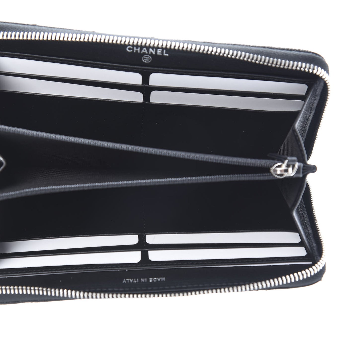 Caviar Quilted Incognito Large Gusset Zip Around Wallet Black
