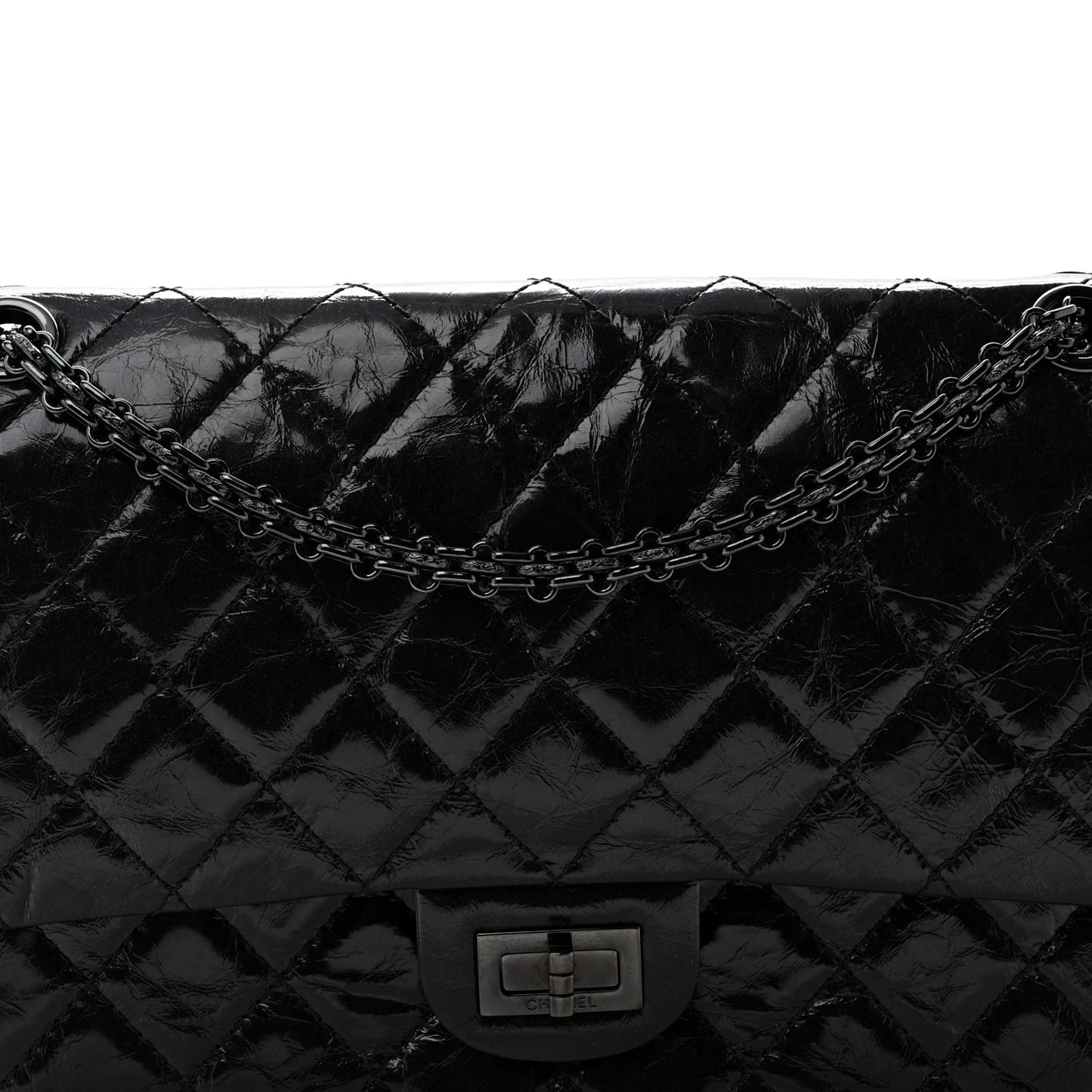 Metallic Aged Calfskin Quilted 2.55 Reissue 226 Flap So Black