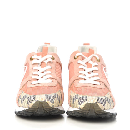 Louis Vuitton Suede Damier Azur Run Away Sneakers 37 Pink 2 of 9
