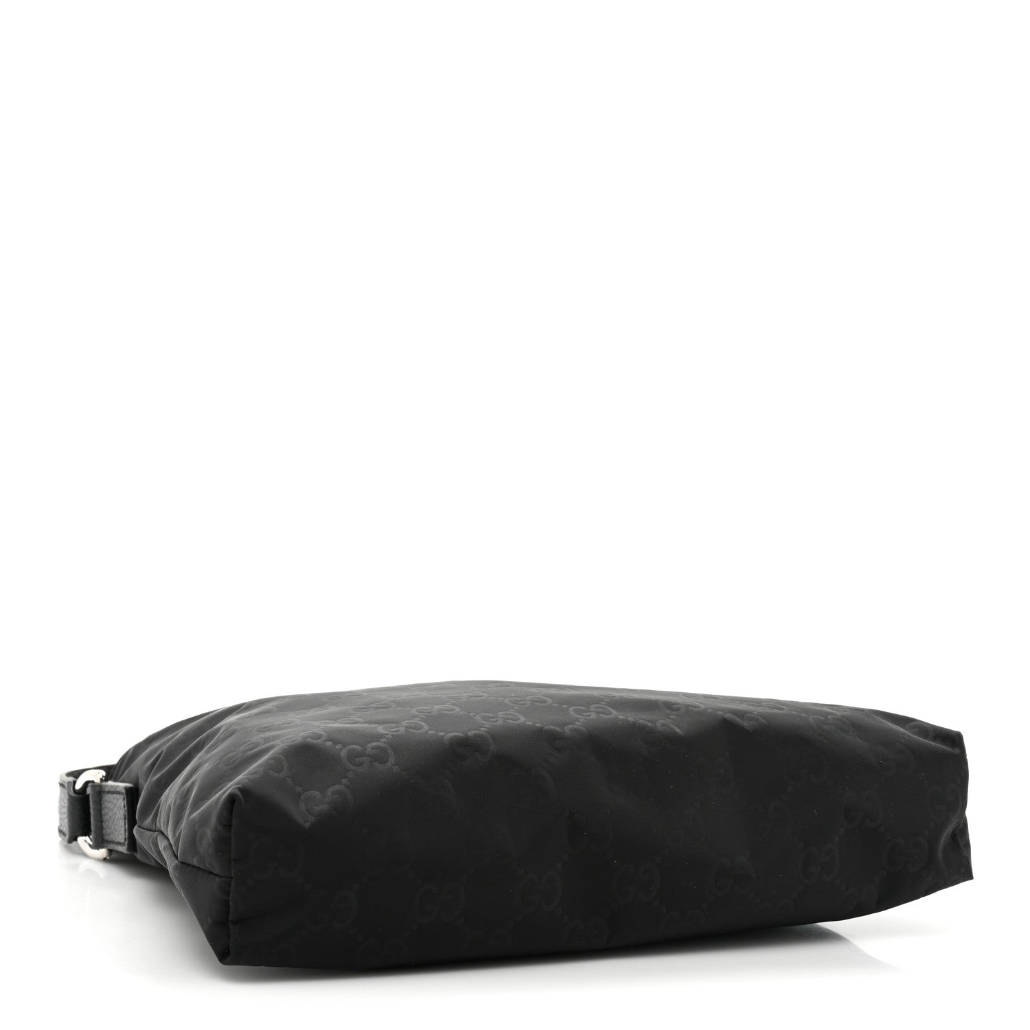 Gucci Nylon Monogram Dollar Calfskin Flat Messenger Bag Black 4 of 9