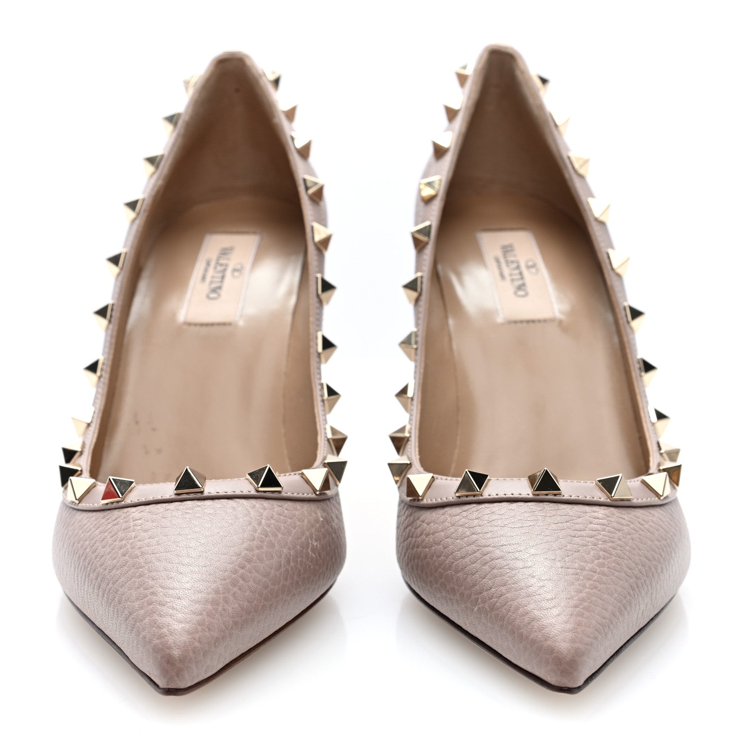 Valentino Garavani Pebbled Calfskin Rockstud 90mm Pumps 39 Poudre 4 of 9