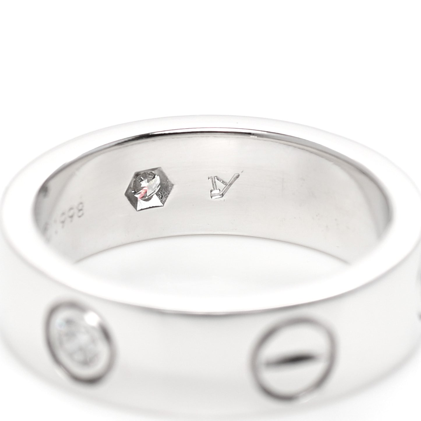 18K White Gold 3 Diamond 5.5mm LOVE Ring 49 4.75
