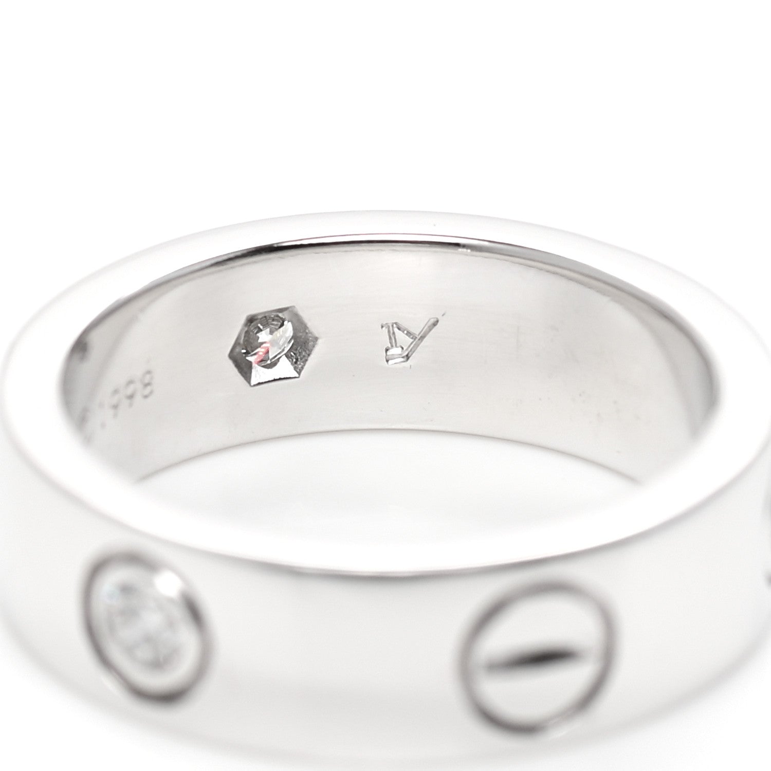 Cartier 18K White Gold 3 Diamond 5.5mm LOVE Ring 49 4.75 6 of 6