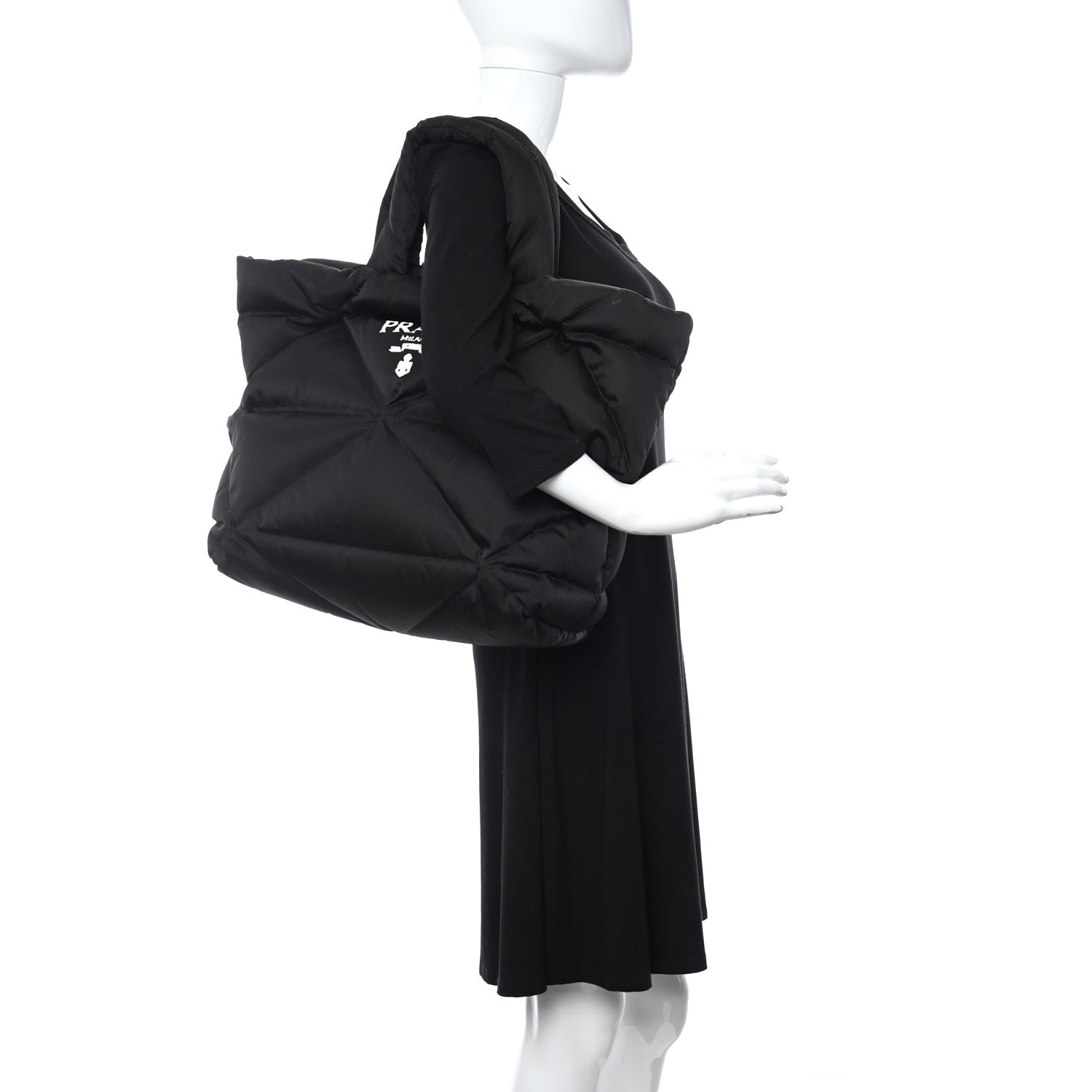 Prada Re-Nylon Triangle Padded Tote Bag Black 2 of 11