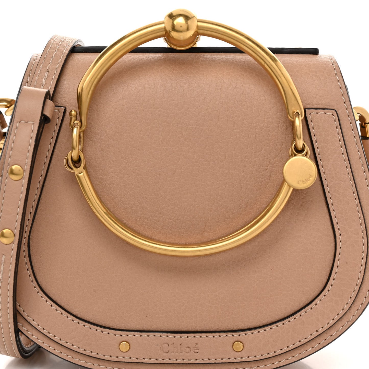 Calfskin Suede Small Nile Bracelet Bag Bleached Brown