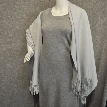 Hermes Cashmere Fringe Scarf Bleu 4 of 4