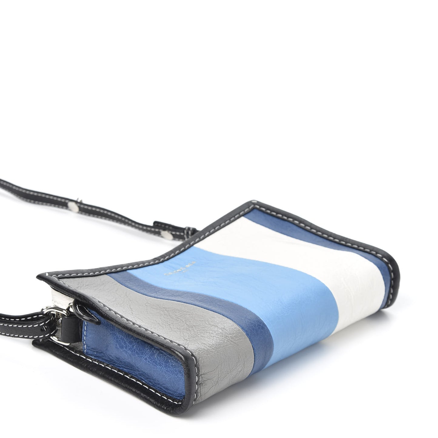 Veau Arena Multicolore Bazar Strap Clutch Bleu Gris White Black