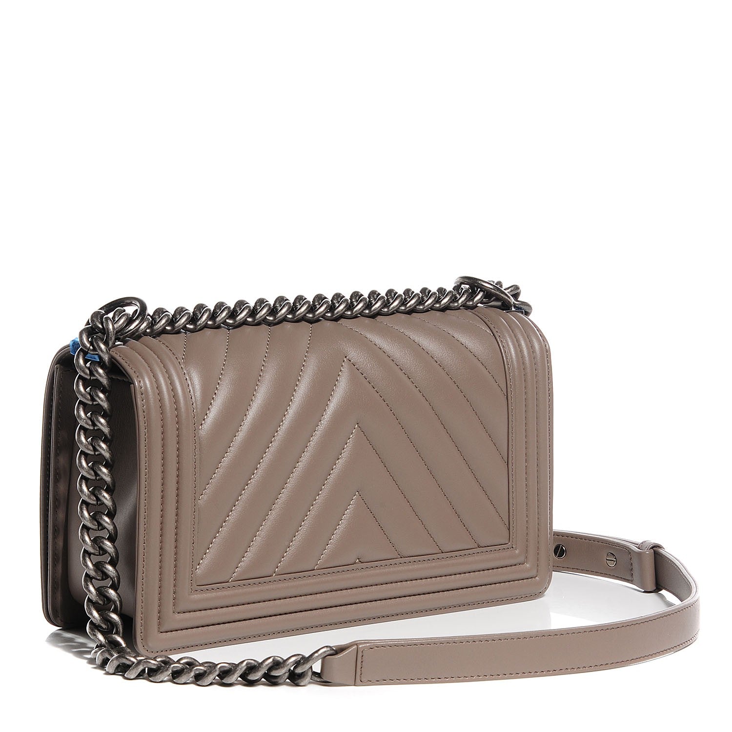 Chanel Calfskin Chevron Medium Boy Flap Grey 3 of 8