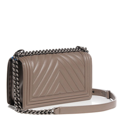 Chanel Calfskin Chevron Medium Boy Flap Grey 3 of 8