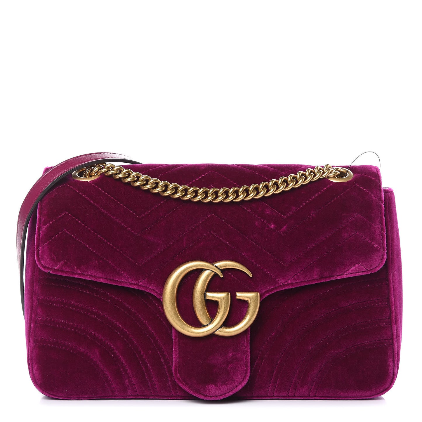 Velvet Matelasse Medium GG Marmont Shoulder Bag Fuchsia Violet Cyclamen