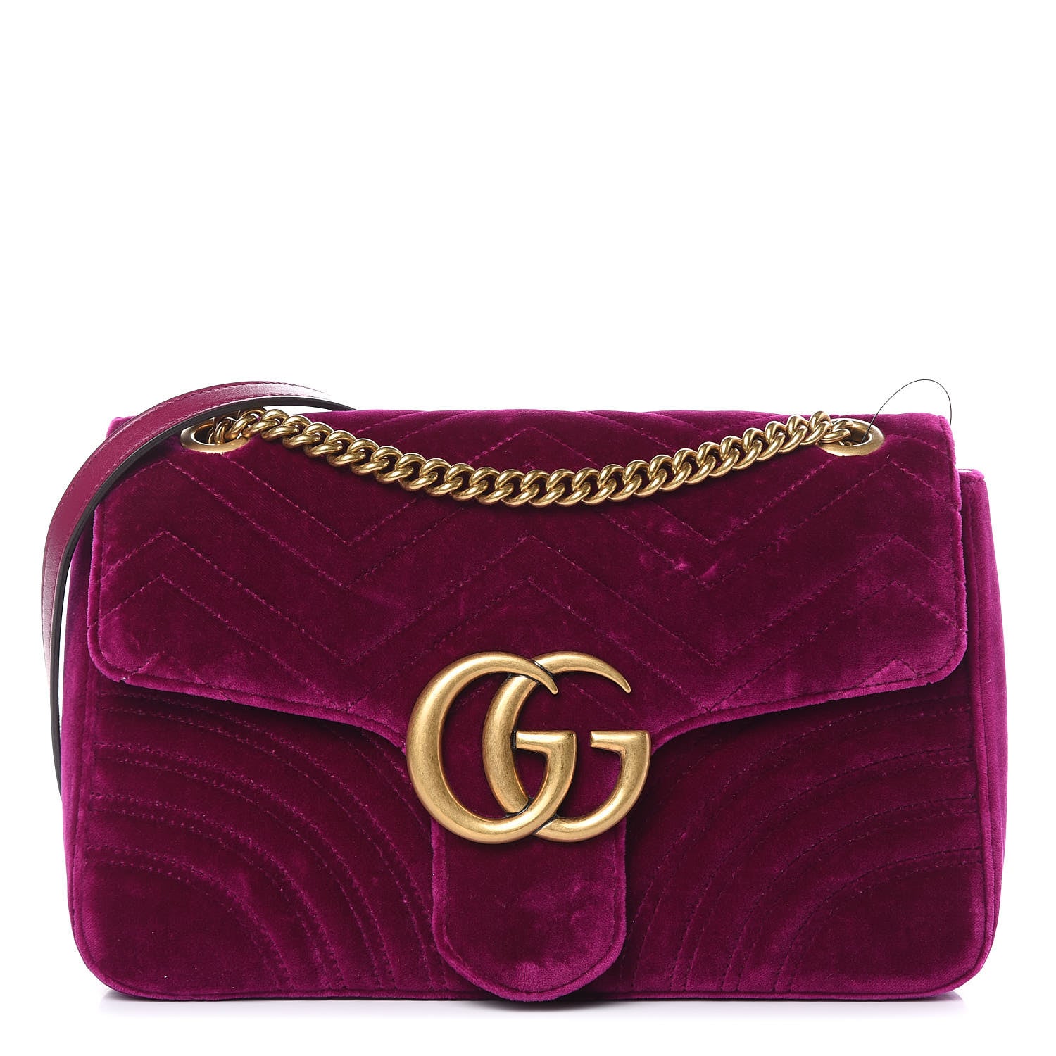 Gucci Velvet Matelasse Medium GG Marmont Shoulder Bag Fuchsia Violet Cyclamen 1 of 11