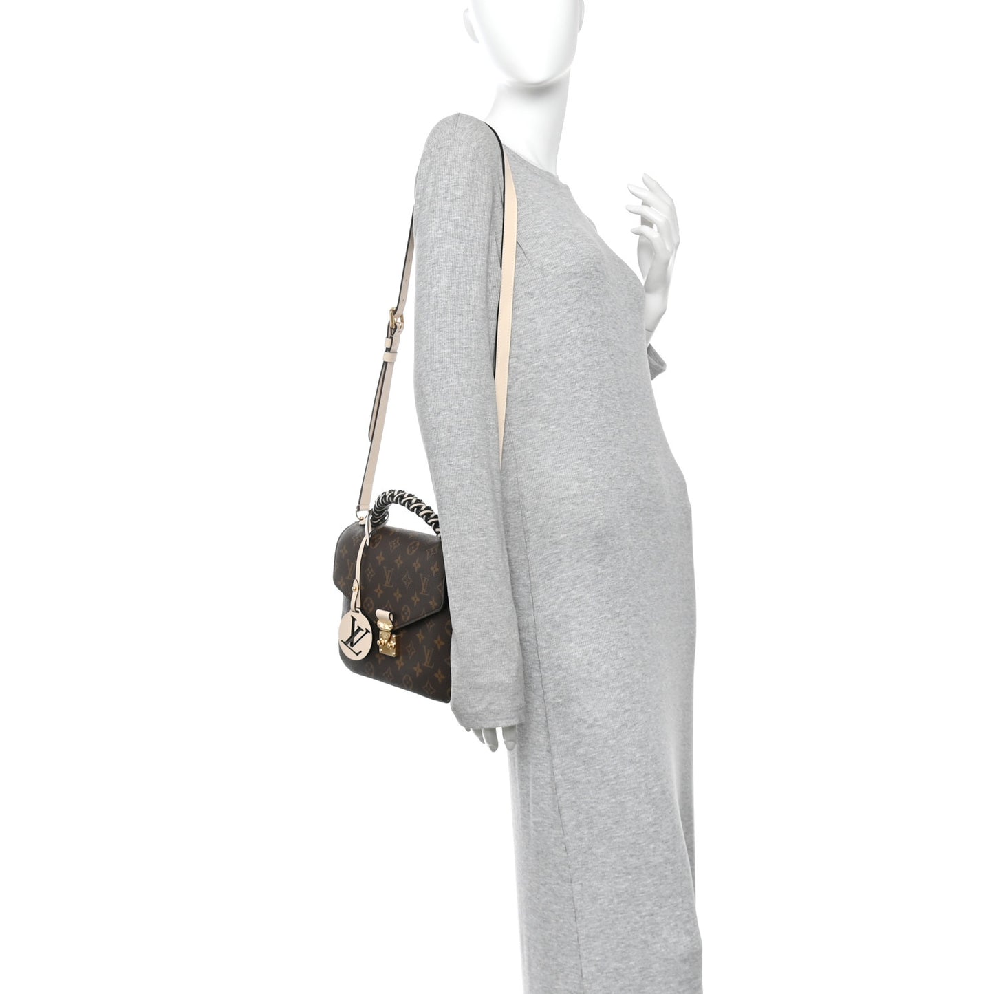 Monogram Braided Pochette Metis Creme Beige