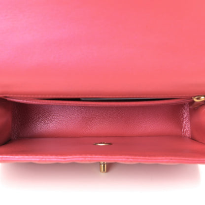 Chanel Iridescent Lambskin Quilted Mini Top Handle Rectangular Flap Red 4 of 8