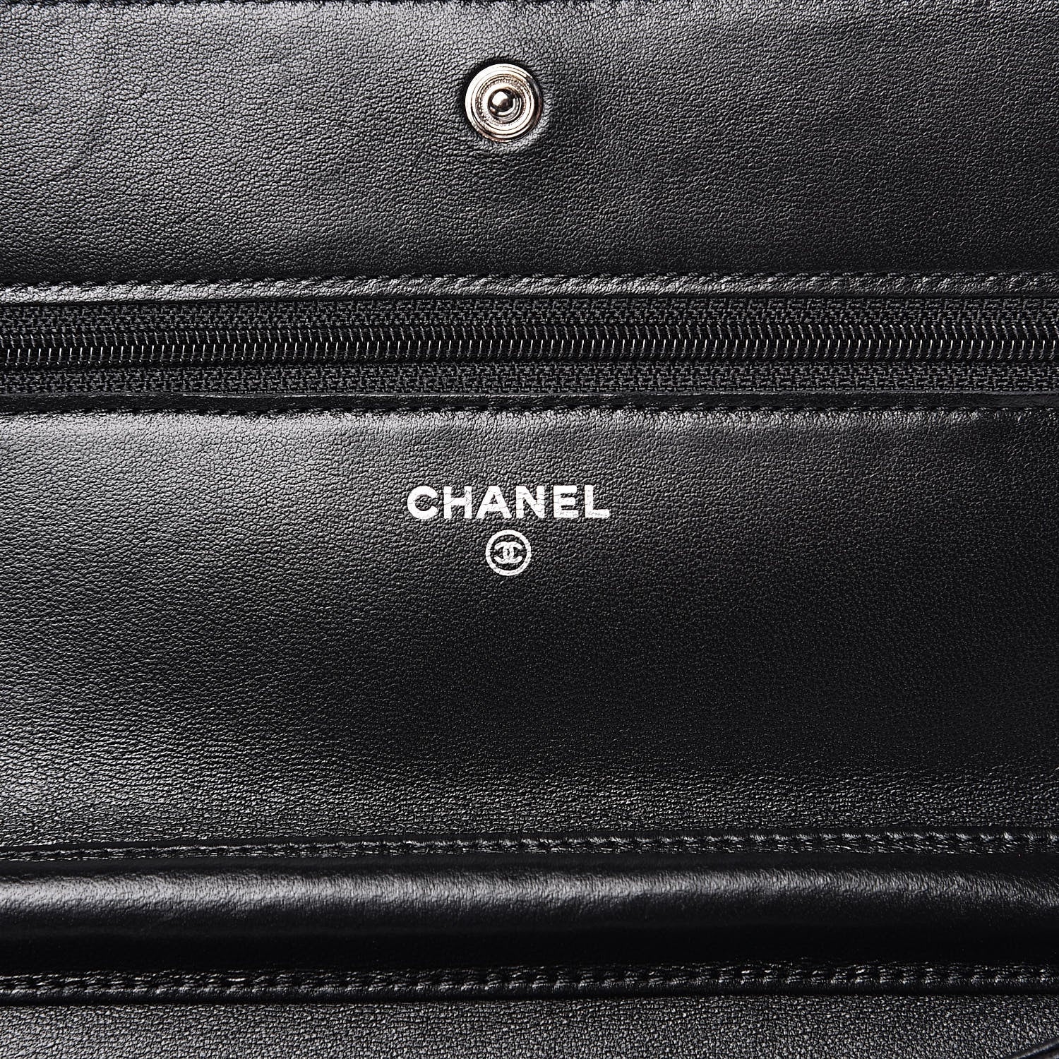 Chanel Lambskin Camellia Embossed Wallet on Chain WOC Black 6 of 15
