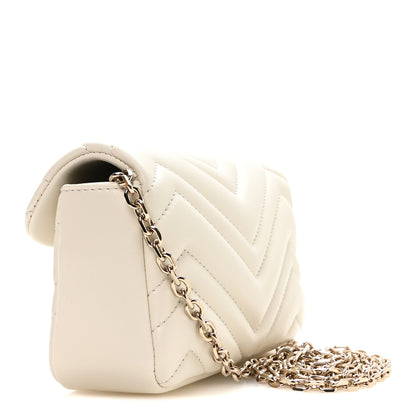 Gucci Lambskin Matelasse Mini GG Marmont Shoulder Bag White 3 of 11