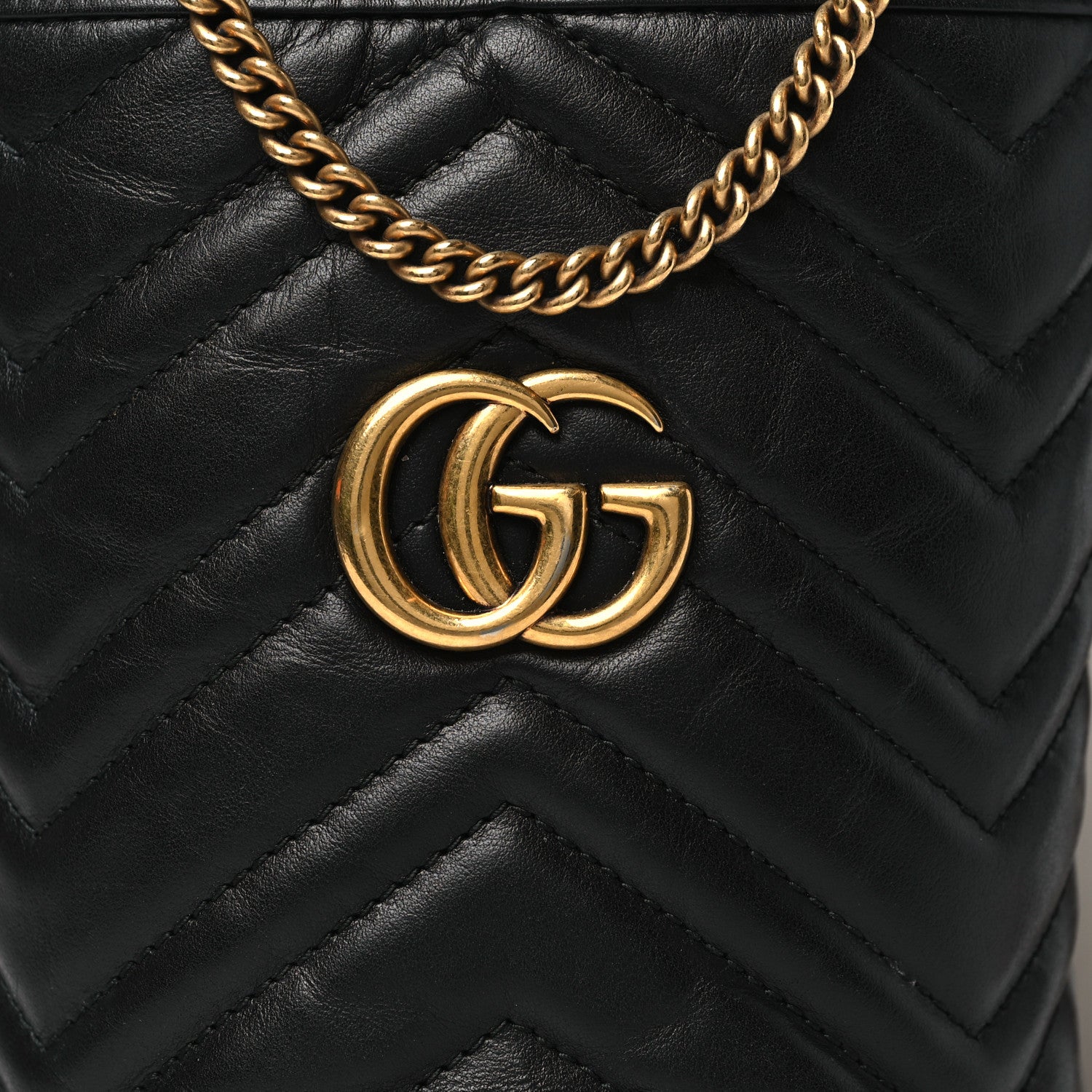 Gucci Calfskin Matelasse Mini GG Marmont 2.0 Bucket Bag Black 8 of 11