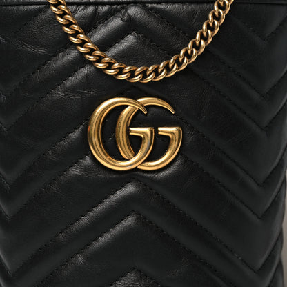 Gucci Calfskin Matelasse Mini GG Marmont 2.0 Bucket Bag Black 8 of 11