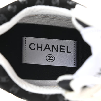 Chanel Printed Suede Calfskin Womens Sneakers 38 Black White 6 of 9