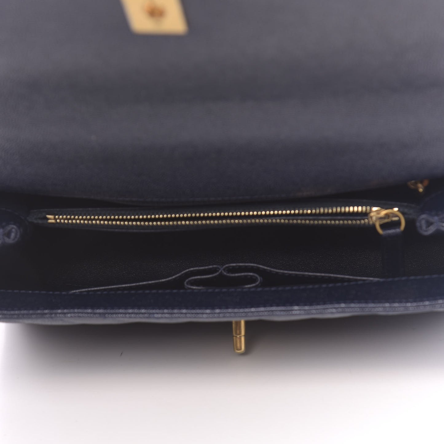 Caviar Chevron Quilted Small Coco Handle Flap Navy